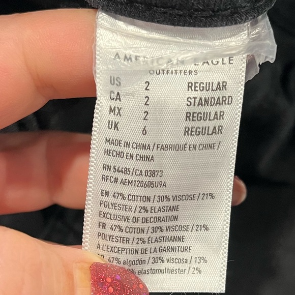 American Eagle Skinny Jeans High Rise Next Level Stretch Denim Black Size 2 - Picture 8 of 11